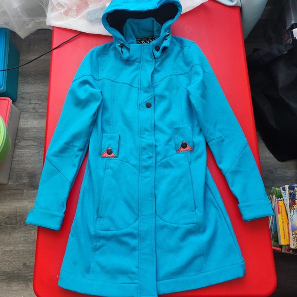 Oxygen 93 long coat / jacket designed in Montreal light blue women's size XS - Picture 1 of 9